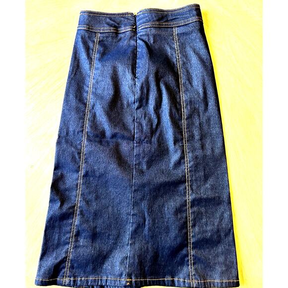 VTG 90s XOXO Jean Pencil Skirt maxi Office Western Cowgirl Denim XS 00 Y2K - Picture 2 of 6
